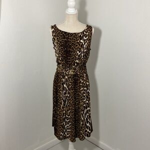Grace Elements Animal Print Dress Size Large. Sleeveless round neck A line cut.